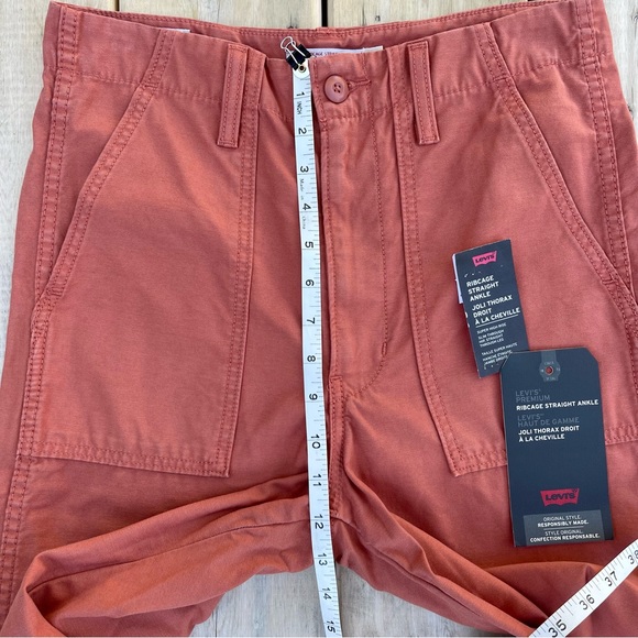 Levi’s Ribcage Straight Ankle Cropped Pant Clay Rust Coral - Picture 14 of 16